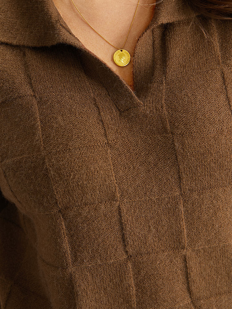 Anti-Pilling Plisse Lapel Collar Pullover - Image 5