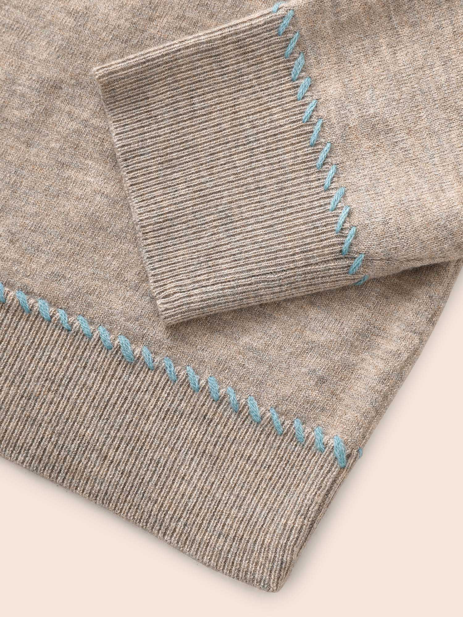 Anti-Pilling Round Neck Contrast Trim Pullover - Image 7