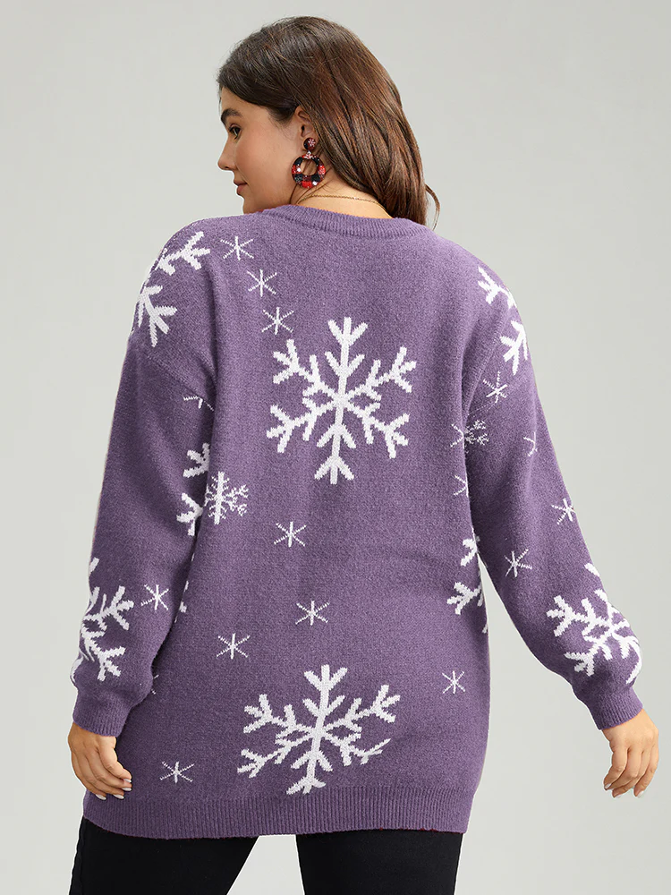Anti-Pilling Snowflake Print Pullover - Image 11