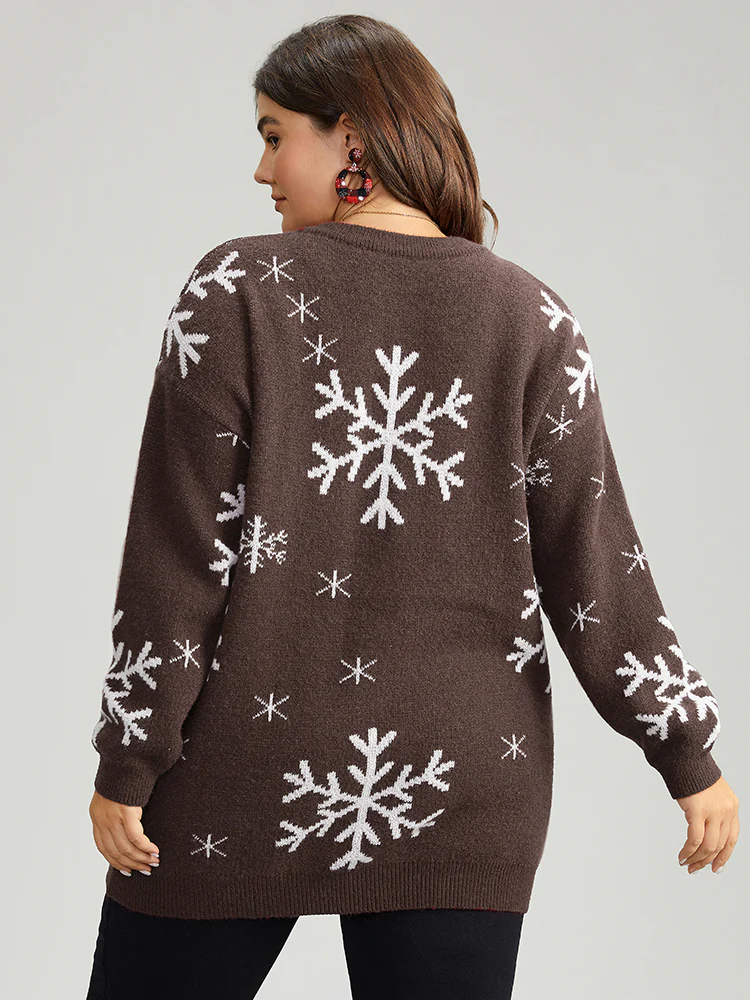 Anti-Pilling Snowflake Print Pullover - Image 15