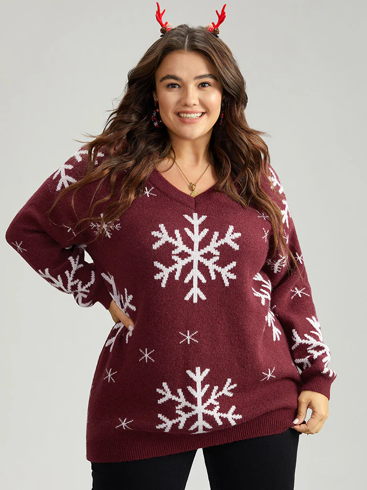 Anti-Pilling Snowflake Print Pullover - Image 4