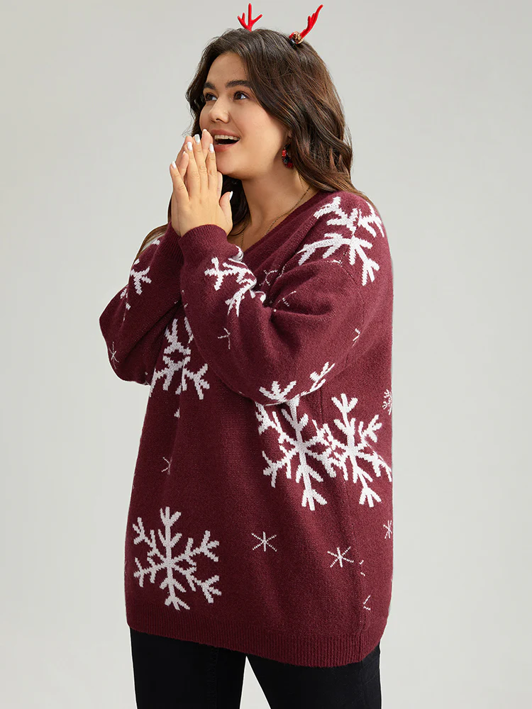 Anti-Pilling Snowflake Print Pullover - Image 5