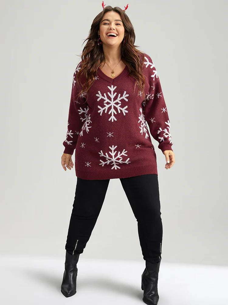Anti-Pilling Snowflake Print Pullover - Image 6