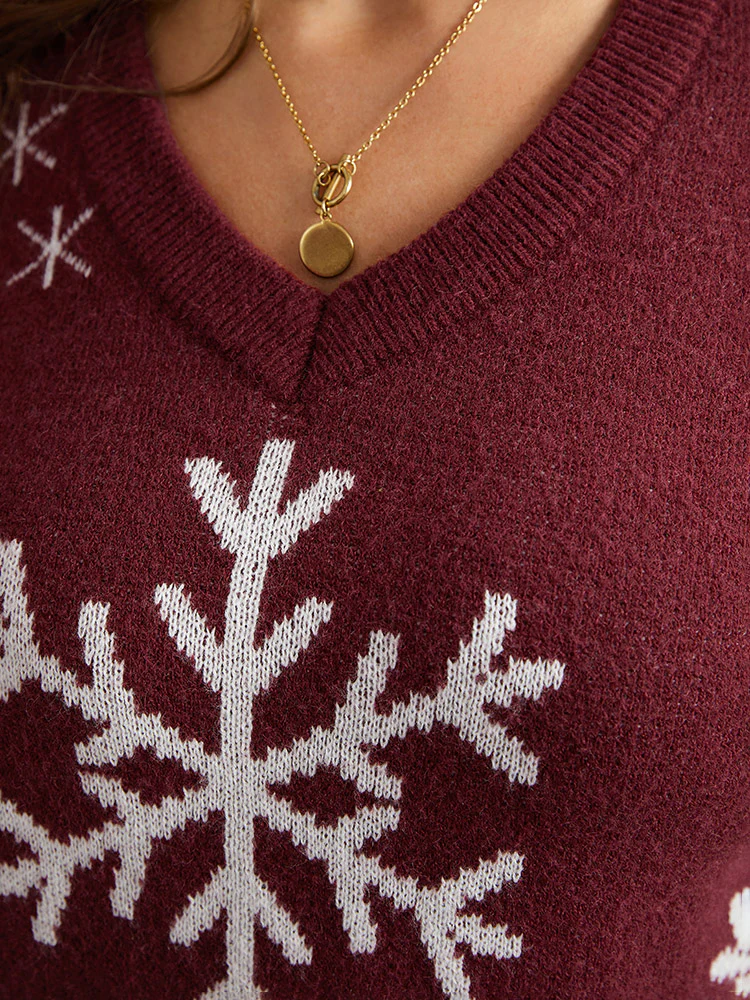 Anti-Pilling Snowflake Print Pullover - Image 8