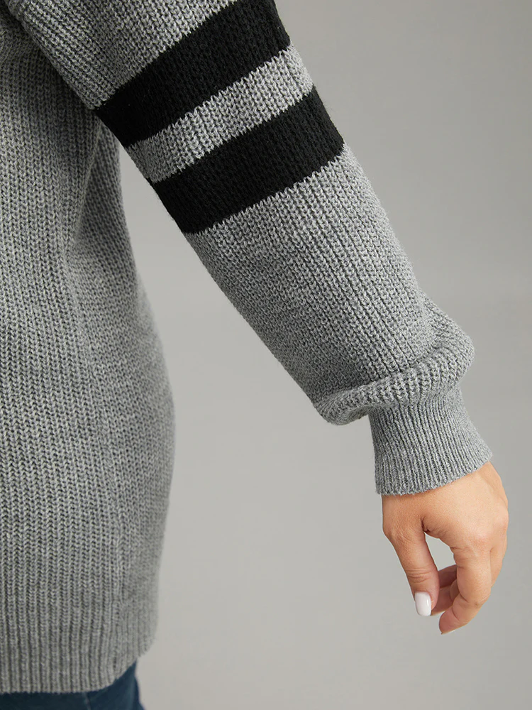 Anti-Pilling Striped Button Detail Pullover - Image 6