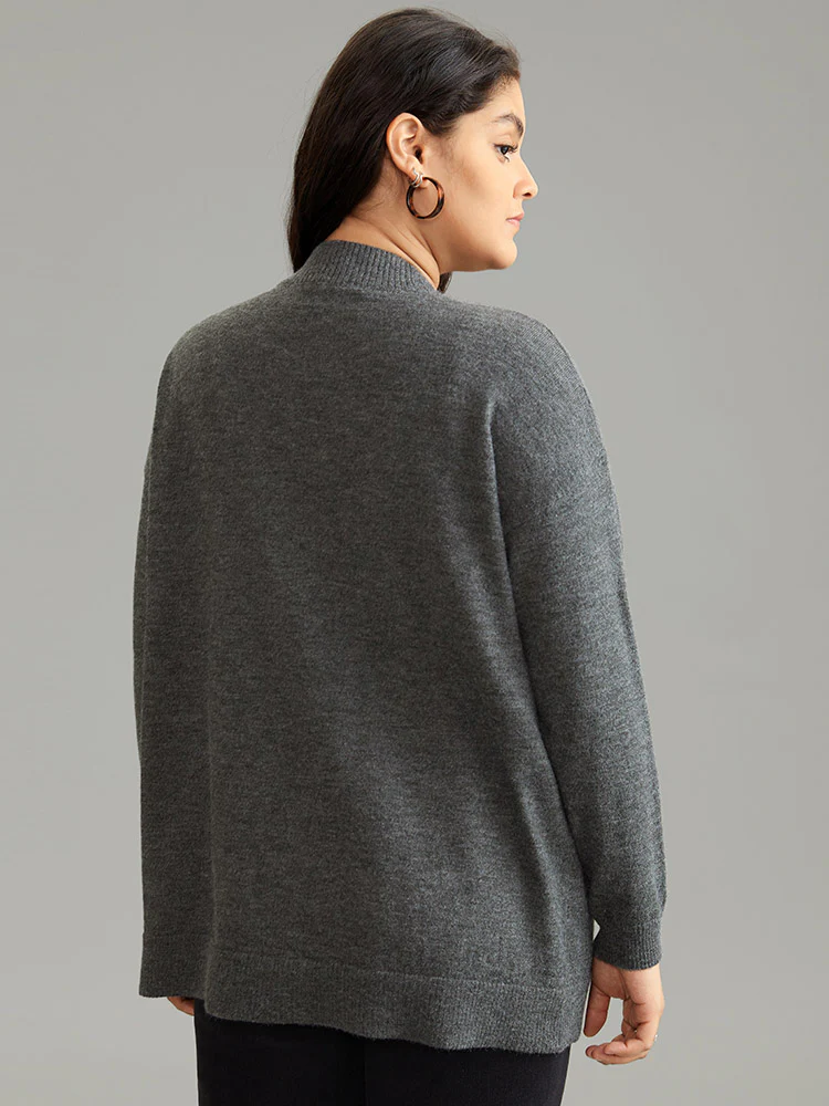 Anti-Pilling Zipper Fly Patched Pocket Cardigan - Image 2