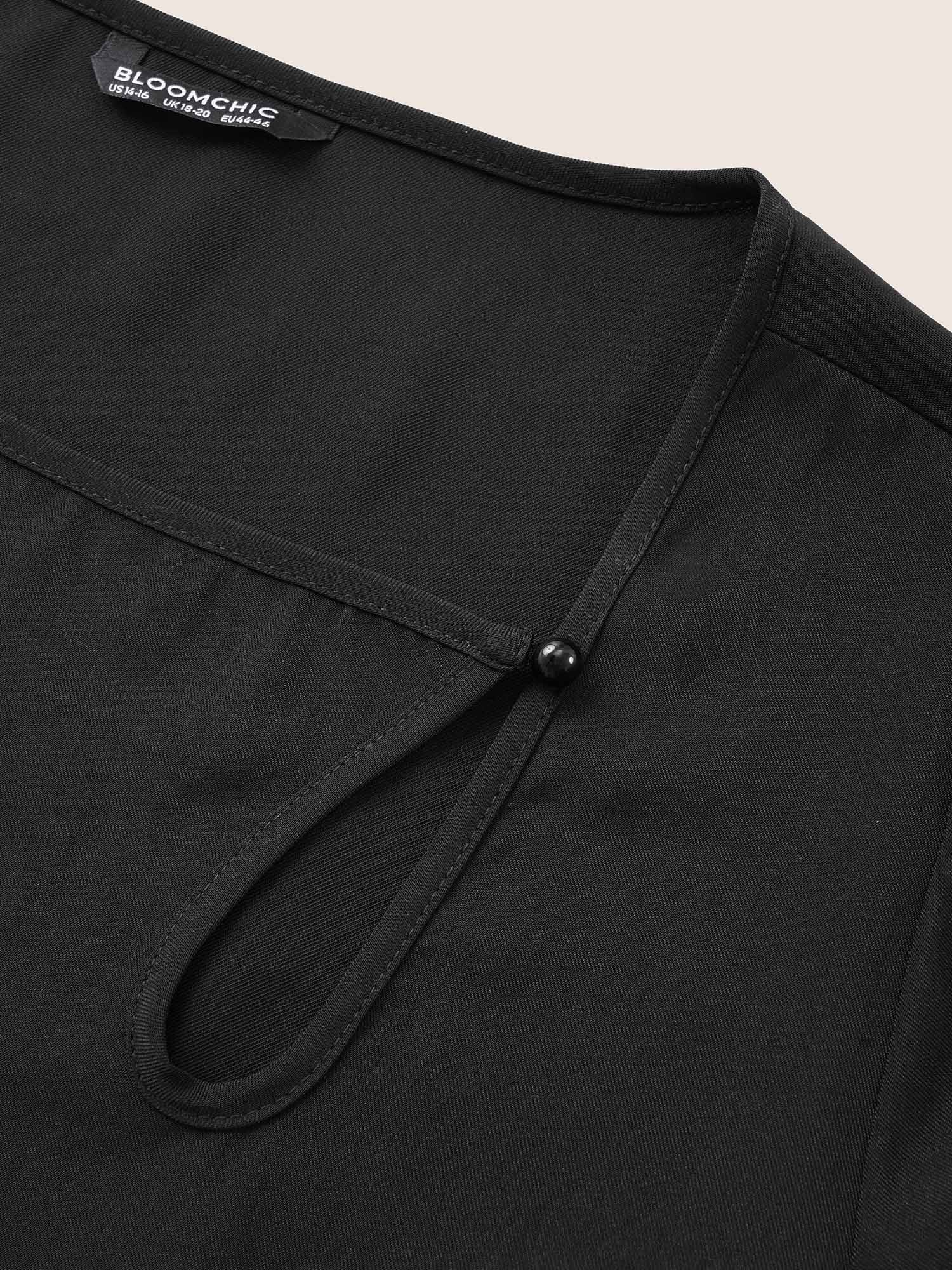 Anti-Wrinkle Asymmetrical Neck Keyhole Pleated Hem Dress - Image 5