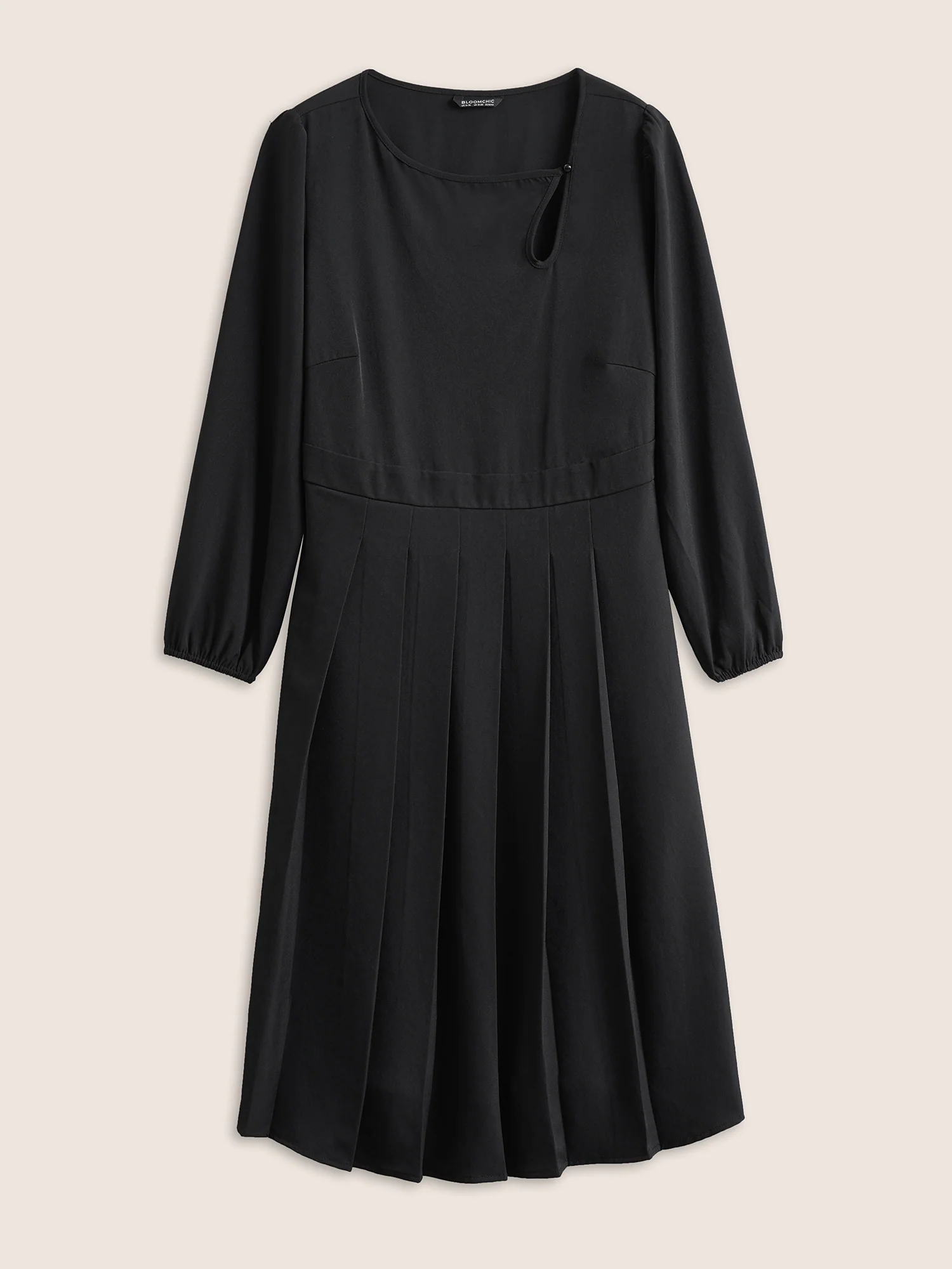Anti-Wrinkle Asymmetrical Neck Keyhole Pleated Hem Dress - Image 7