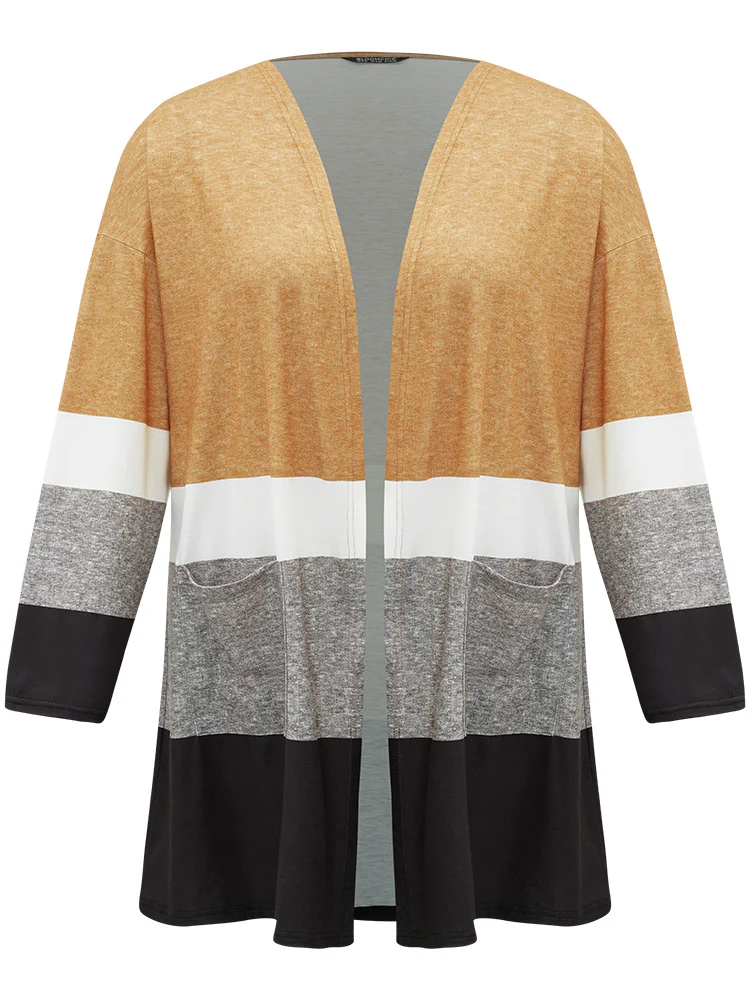 Halloween Anti-Wrinkle Colorblock Contrast Pocket Open Front Kimono - Image 10