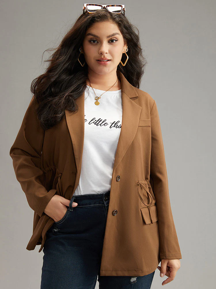 Drawstring Flap Pocket Blazer