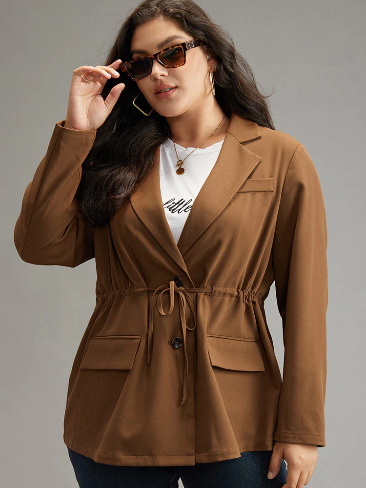 Drawstring Flap Pocket Blazer - Image 3