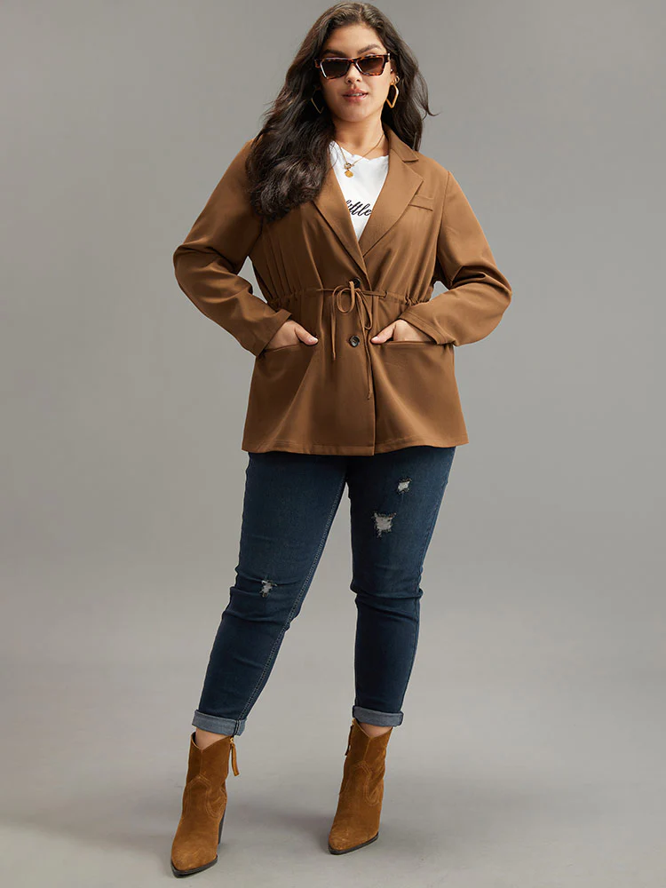Drawstring Flap Pocket Blazer - Image 4