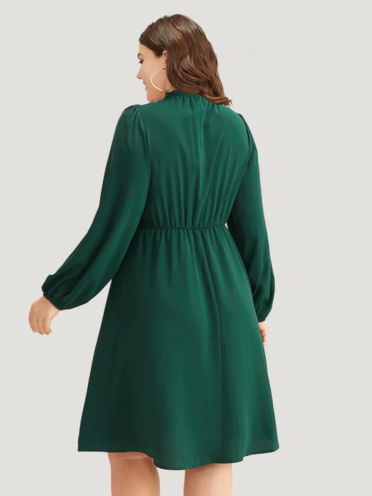 Anti-Wrinkle Frill Trim Elastic Cuffs Dress - Image 2