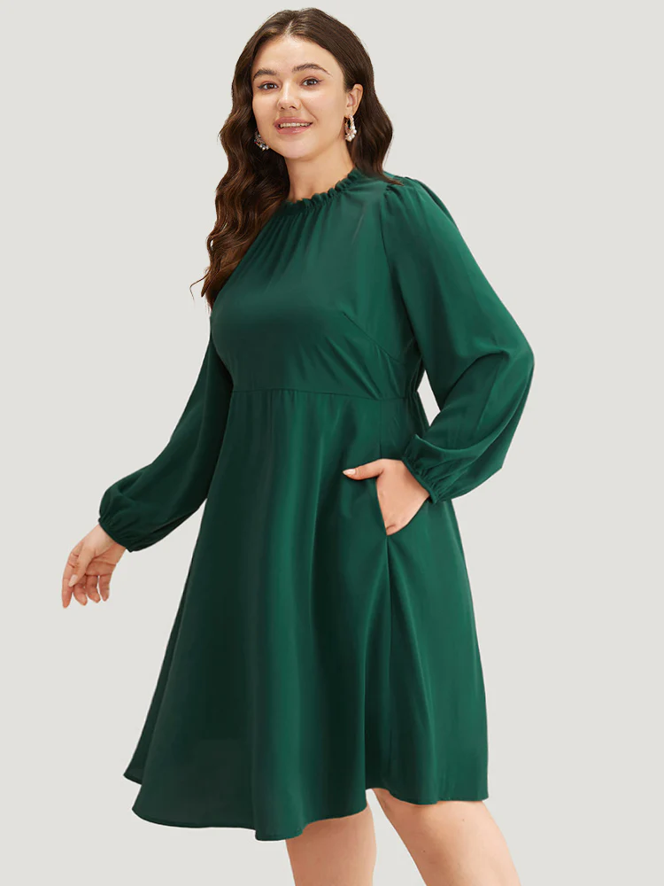 Anti-Wrinkle Frill Trim Elastic Cuffs Dress - Image 3