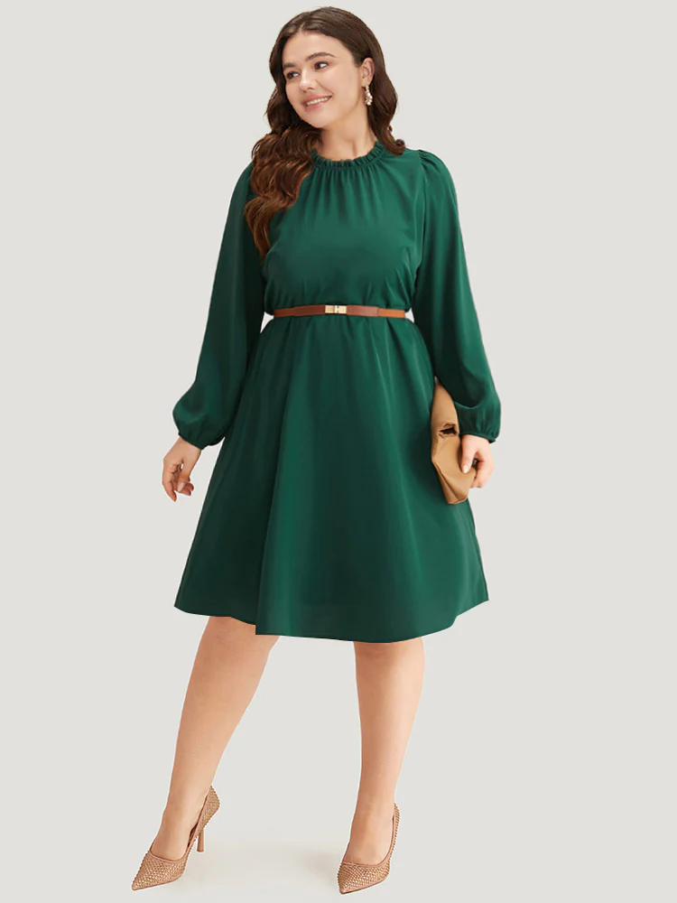 Anti-Wrinkle Frill Trim Elastic Cuffs Dress - Image 4