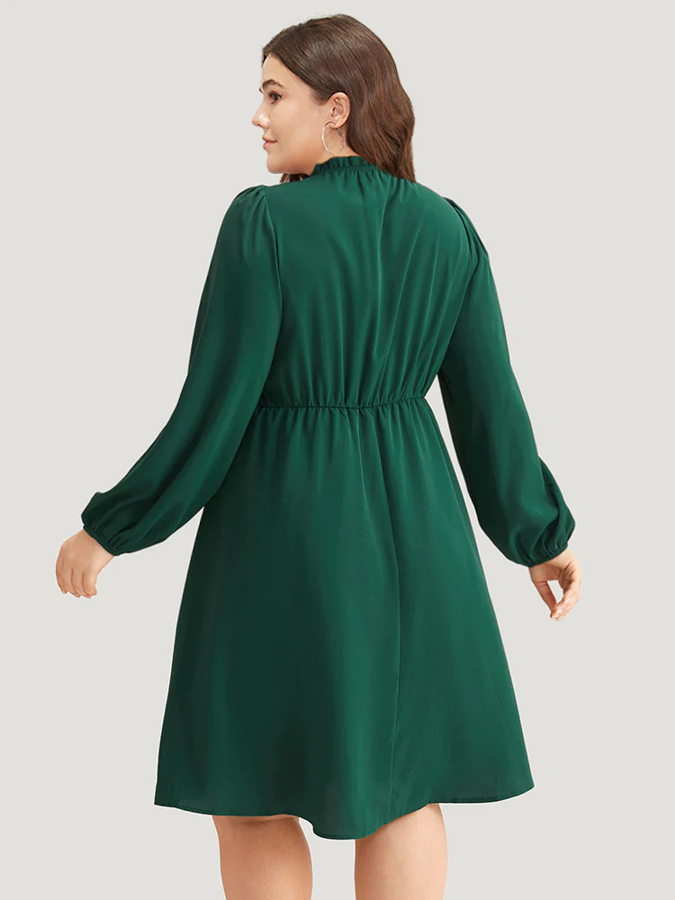 Anti-Wrinkle Frill Trim Elastic Cuffs Dress - Image 5