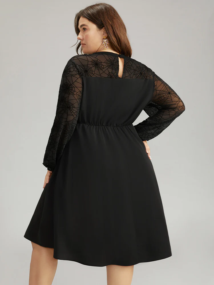 Anti-Wrinkle Halloween Keyhole Mesh Pocket Dress - Image 2