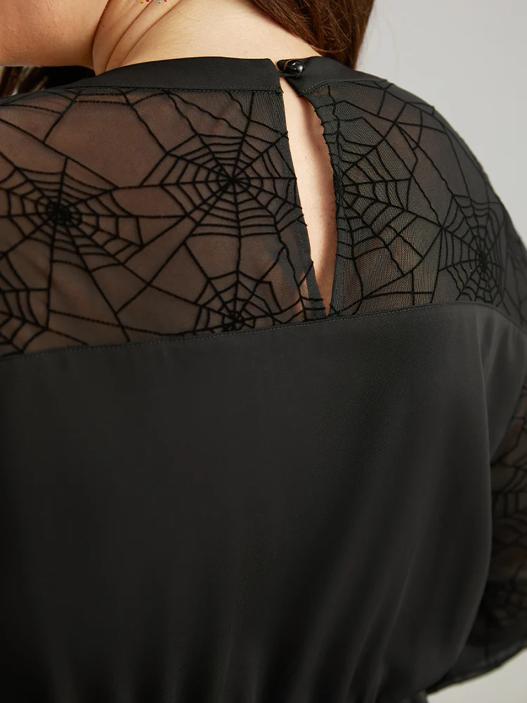 Anti-Wrinkle Halloween Keyhole Mesh Pocket Dress - Image 8