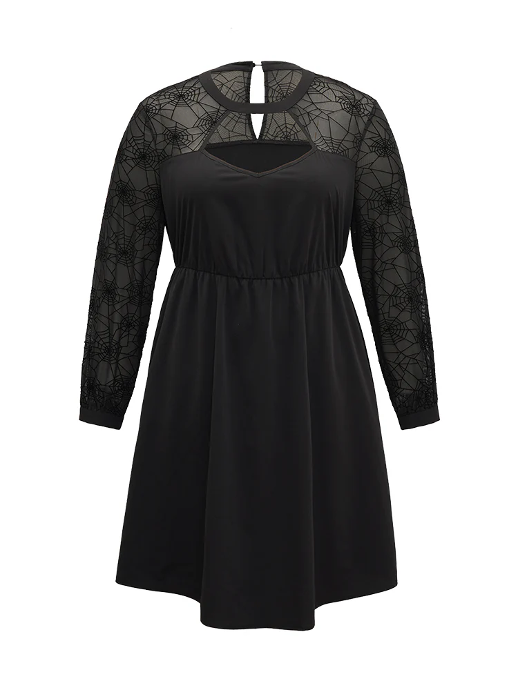 Anti-Wrinkle Halloween Keyhole Mesh Pocket Dress - Image 9