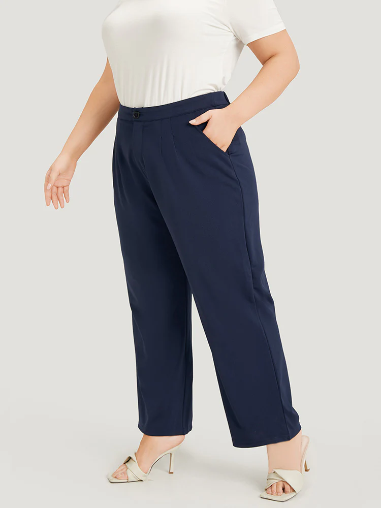Plain Pleated High Rise Pocket Pants - Image 2