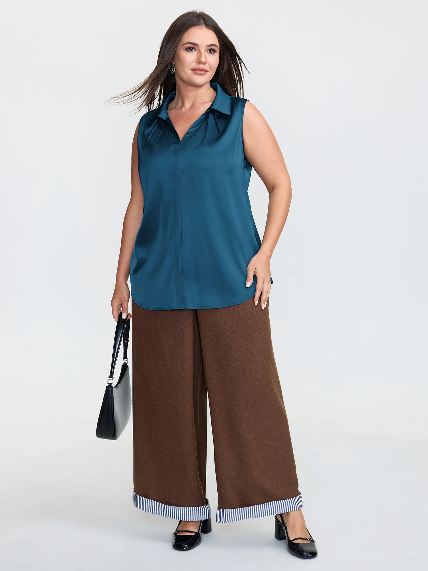 Anti-Wrinkle Pleated Button-Down Tank Top - Image 2