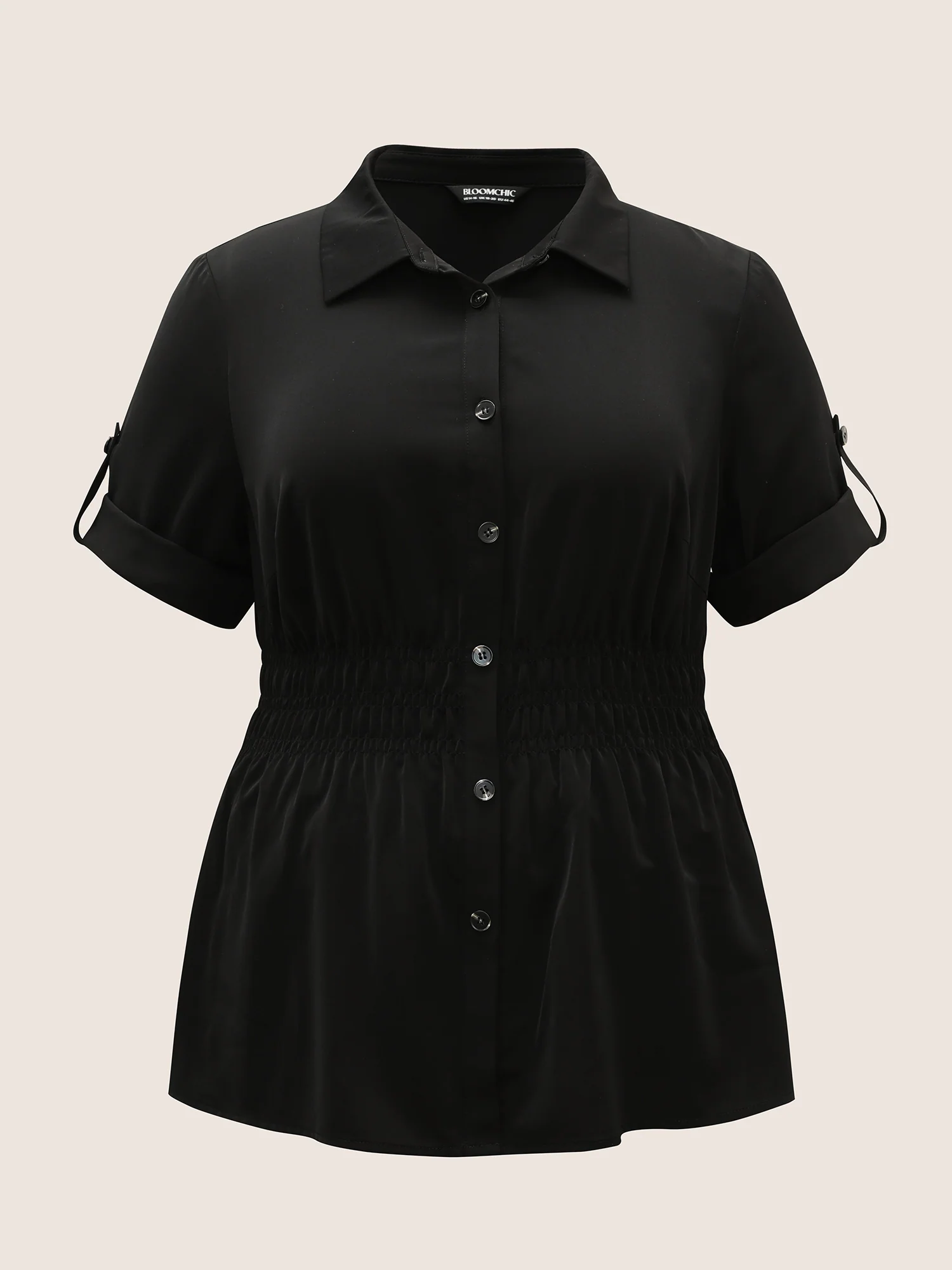 Shirt Collar Button Cuff Sleeve Blouse - Image 7