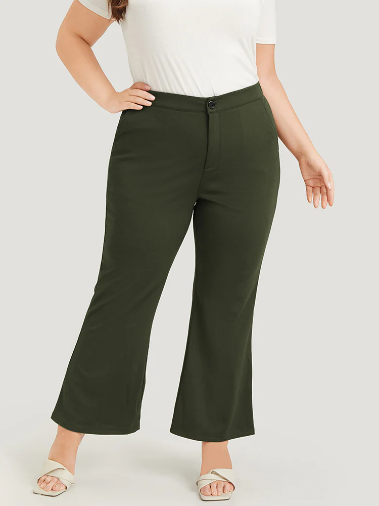 Solid Flare Leg Pocket Pants - Image 2