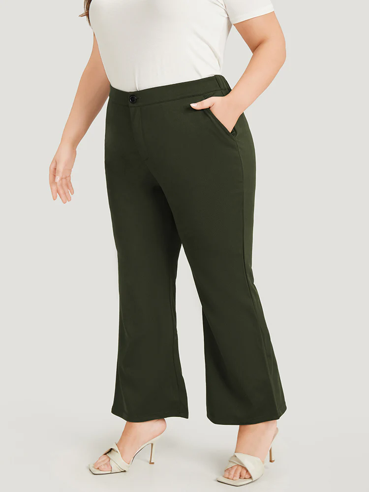 Solid Flare Leg Pocket Pants - Image 4