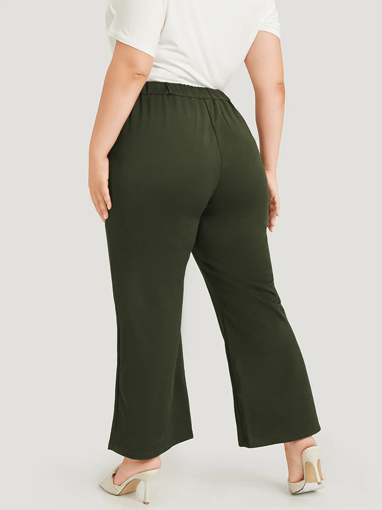 Solid Flare Leg Pocket Pants - Image 5