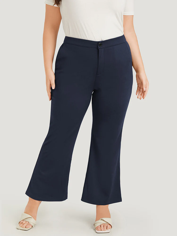 Solid Flare Leg Pocket Pants - Image 6