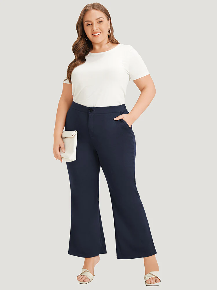 Solid Flare Leg Pocket Pants - Image 8