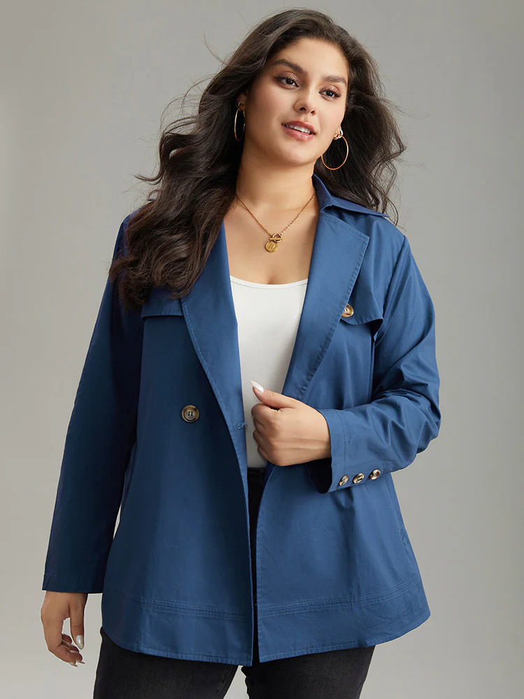 Anti-Wrinkle Solid Pocket Button Up Windbreaker - Image 2