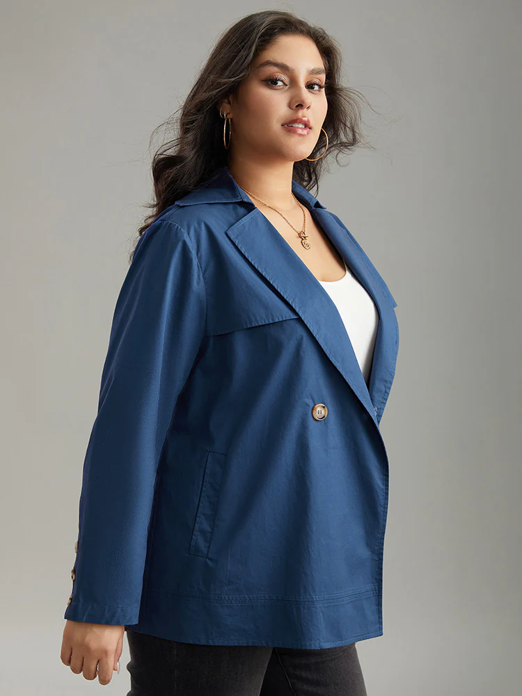 Anti-Wrinkle Solid Pocket Button Up Windbreaker - Image 3