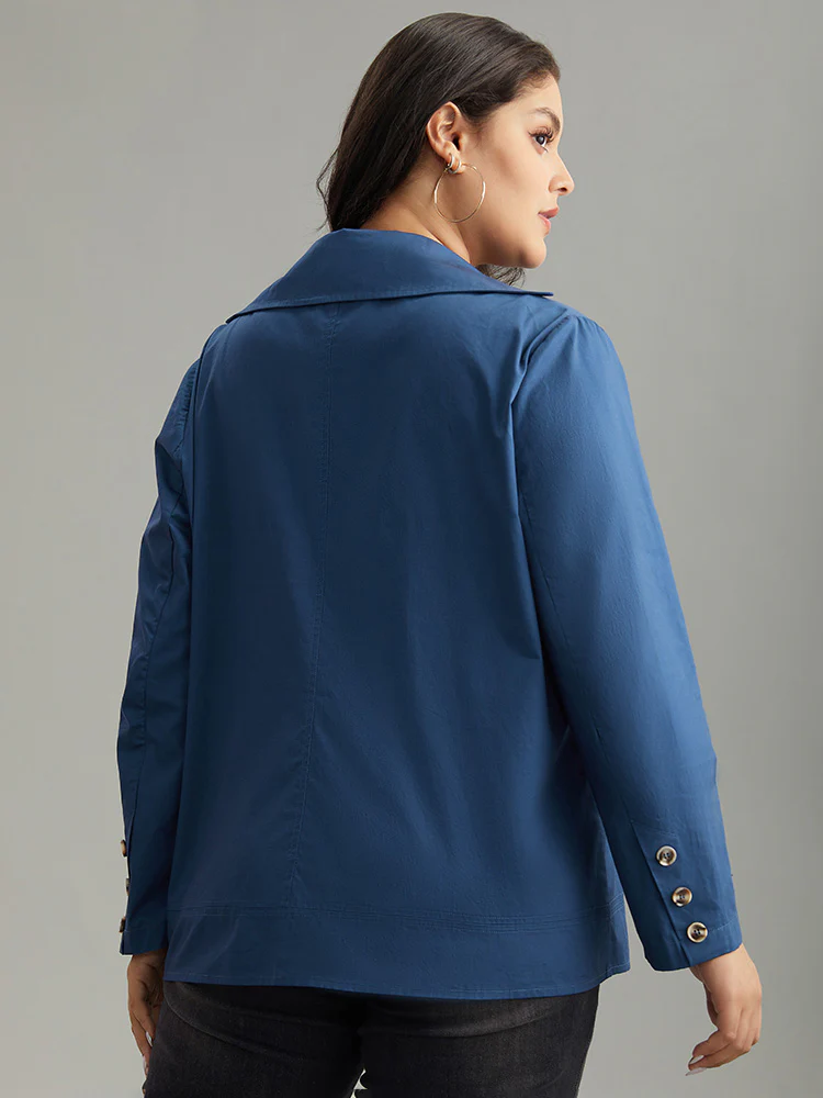 Anti-Wrinkle Solid Pocket Button Up Windbreaker - Image 5