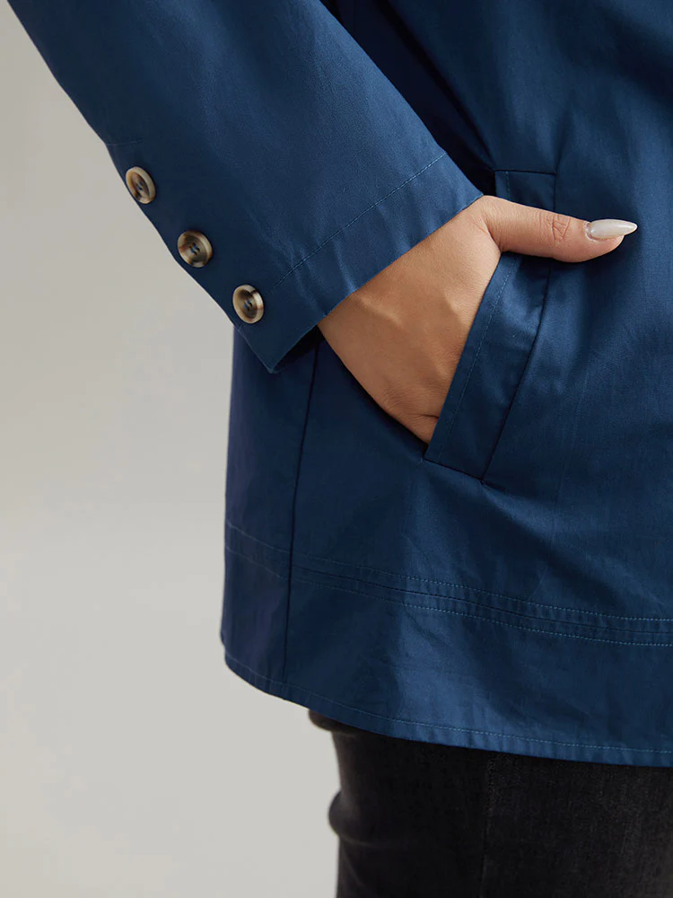 Anti-Wrinkle Solid Pocket Button Up Windbreaker - Image 7