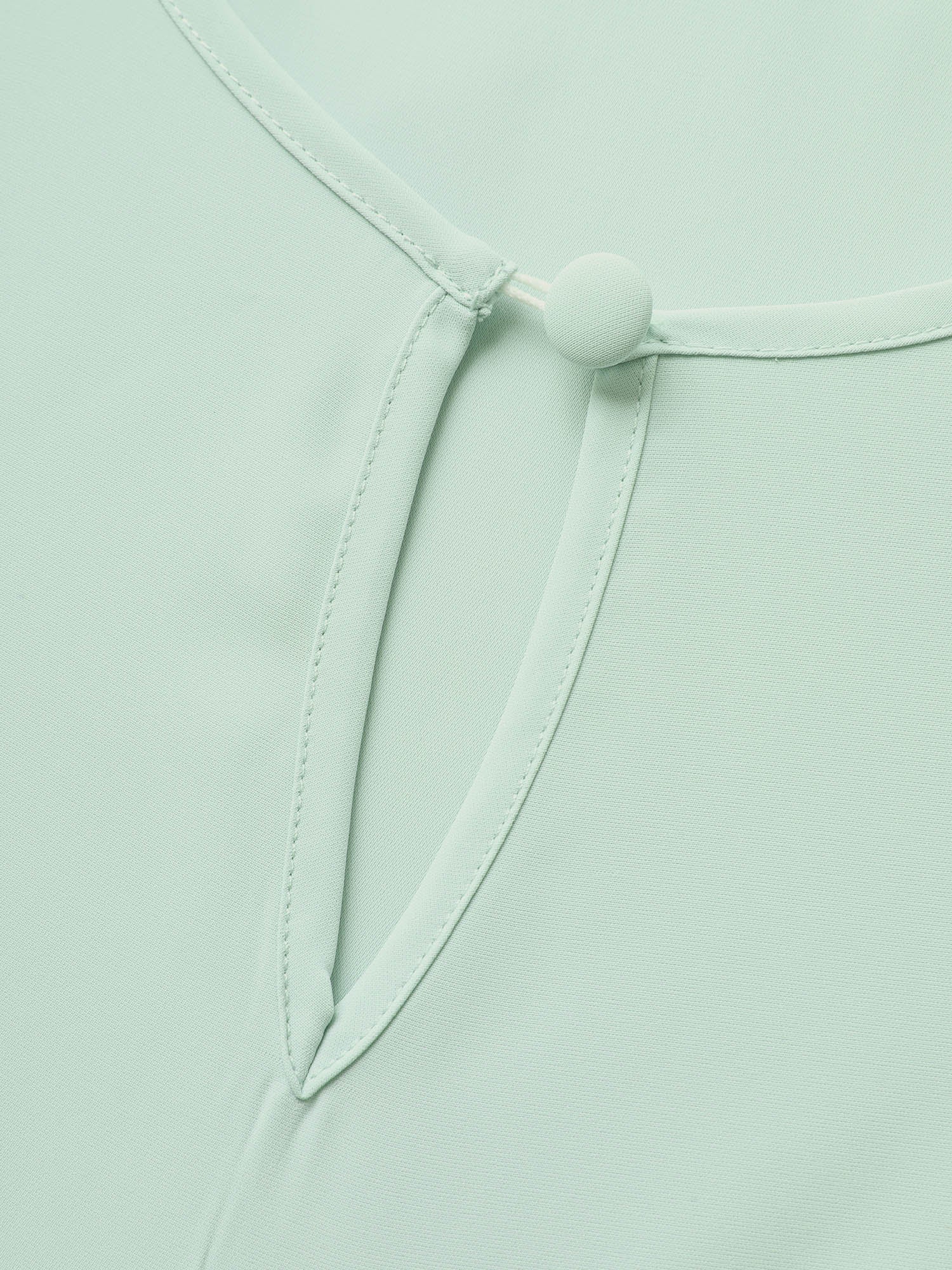 Solid Raglan Sleeve Keyhole Button Up Blouse - Image 6