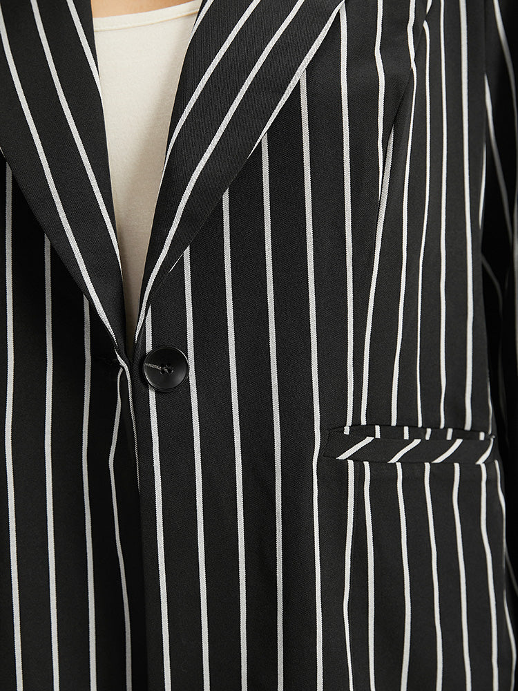 Striped Suit Collar Button Up Blazer - Image 8