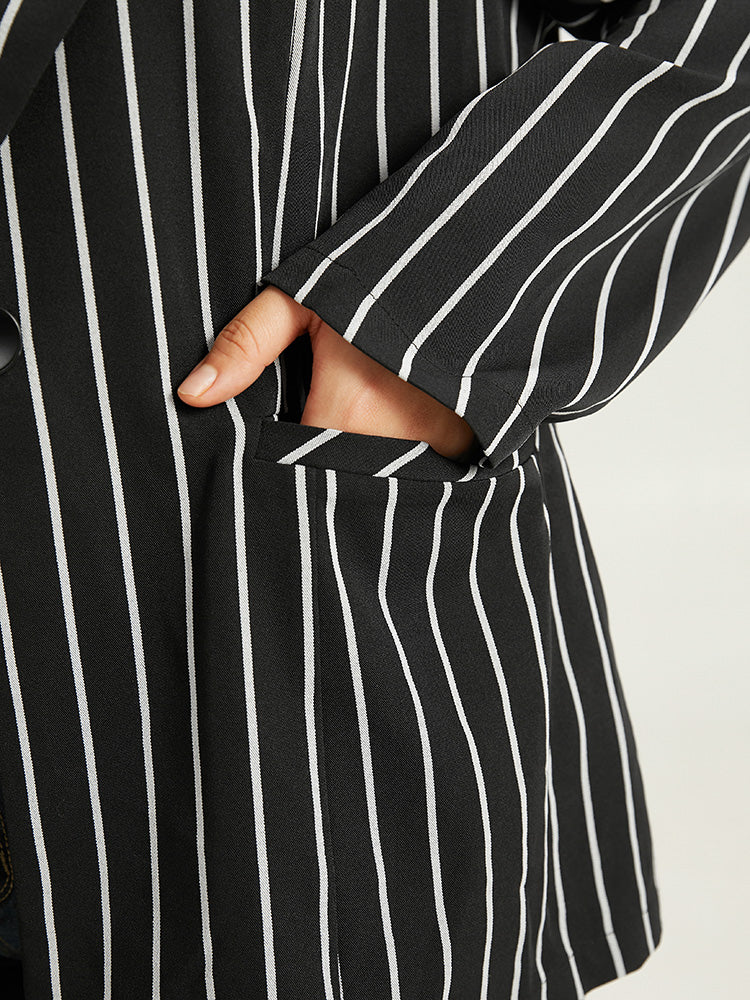Striped Suit Collar Button Up Blazer - Image 9