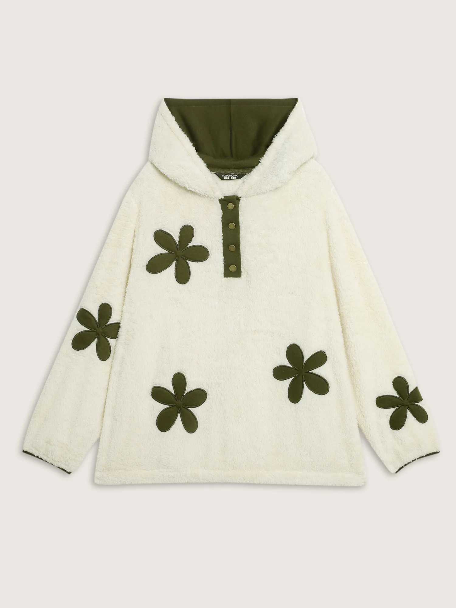 Applique Embroidery Color Contrast Hoodie - Image 7