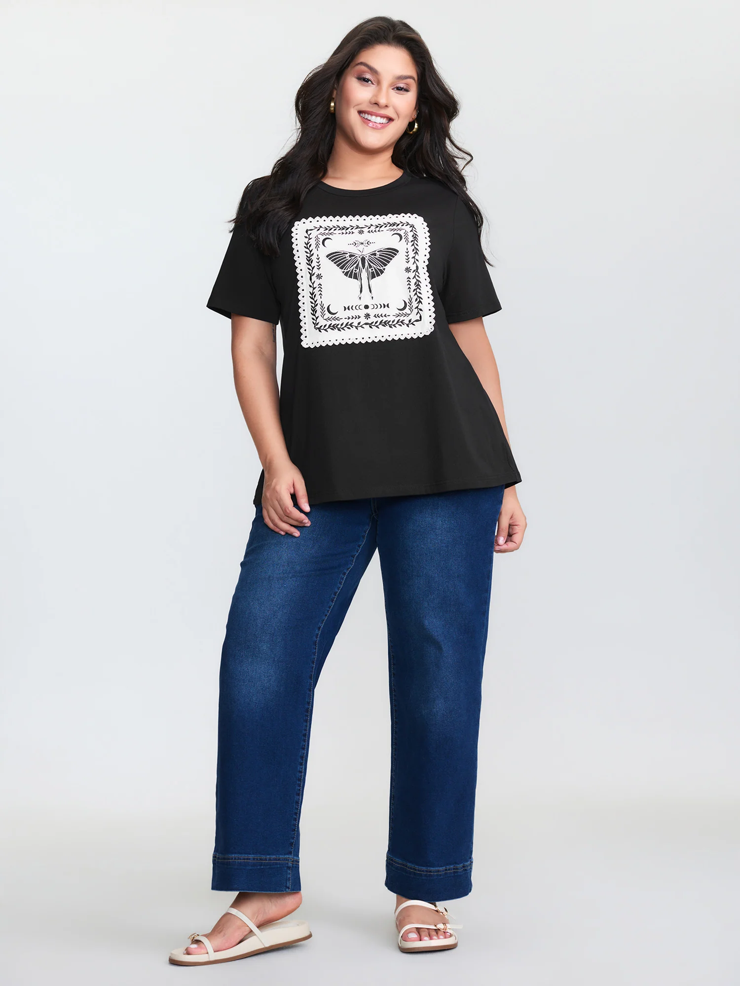 Cotton Appliqué Embroidery Lace Trim T-Shirt - Image 3