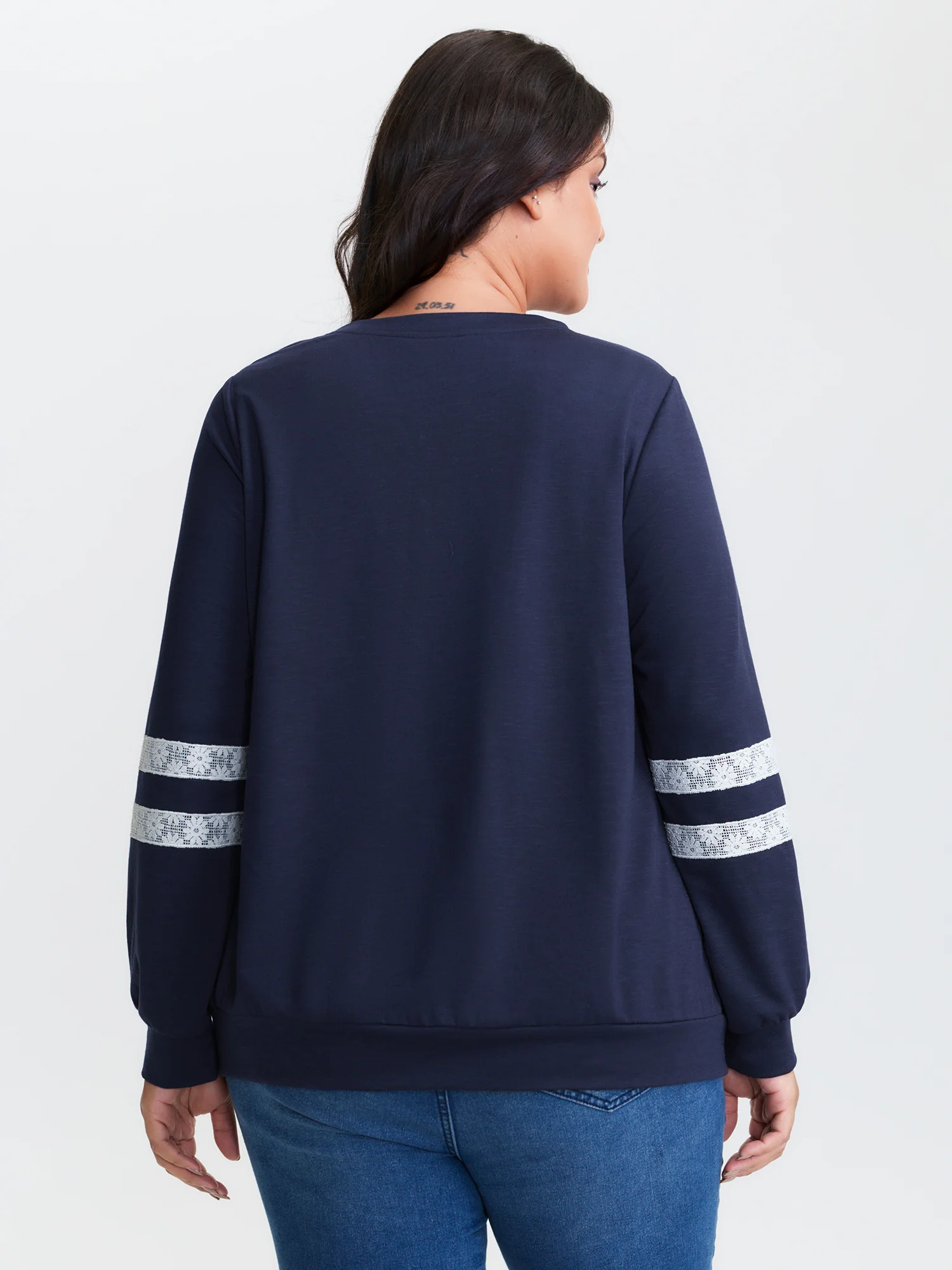 Applique Embroidery Stretchy Sweatshirt - Image 4