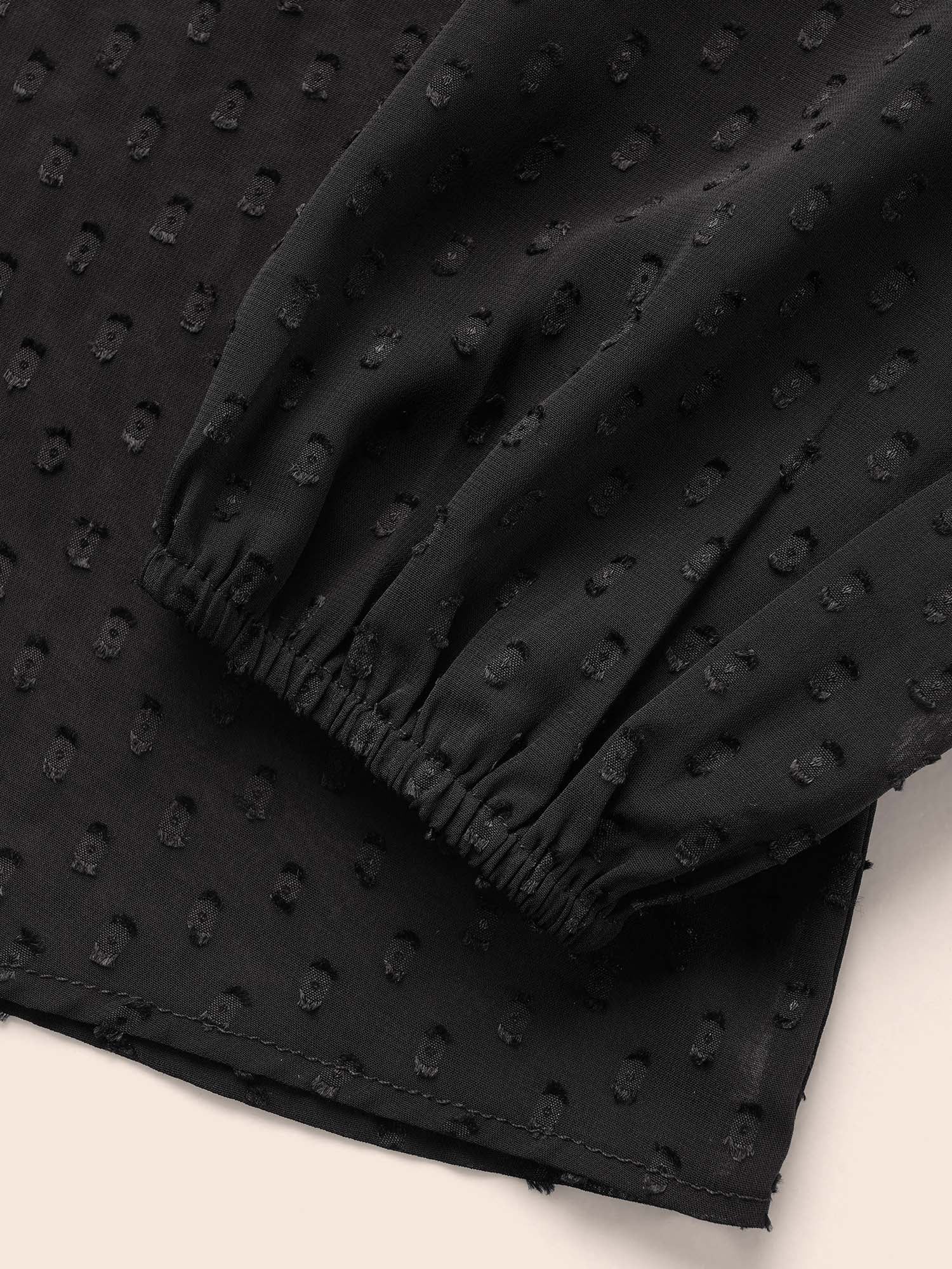 Appliques Mesh Round Neck Lantern Sleeve Blouse - Image 5