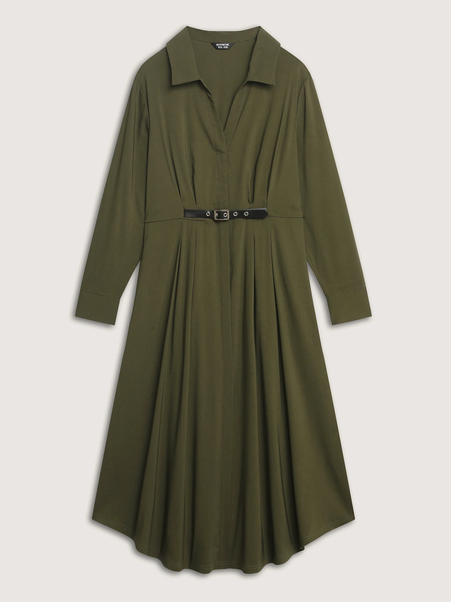 Arc Hem Cinched-Waist Shirt Maxi Dress - Image 7