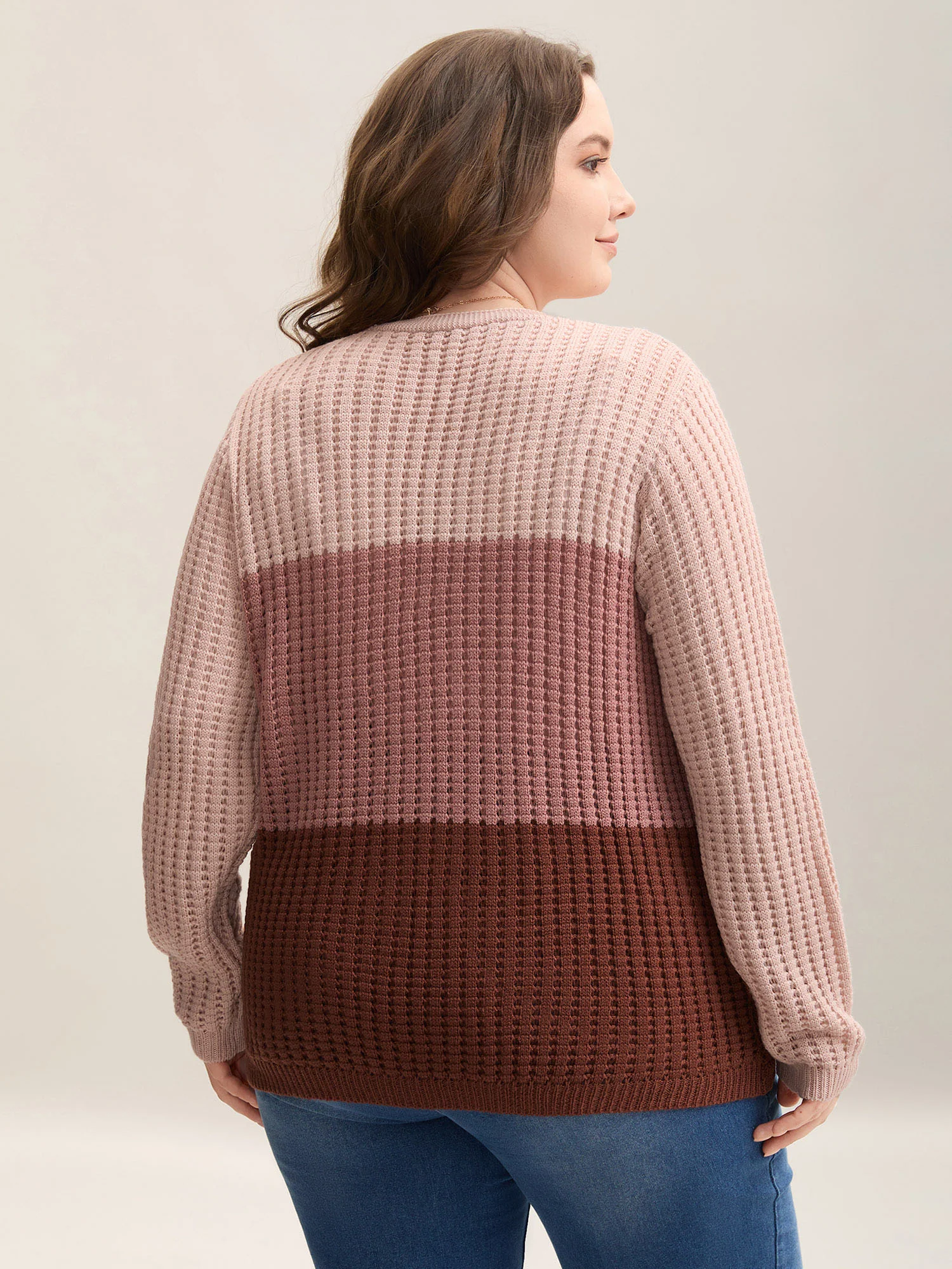 Arc Hem Color Block Tie Front Cardigan - Image 2