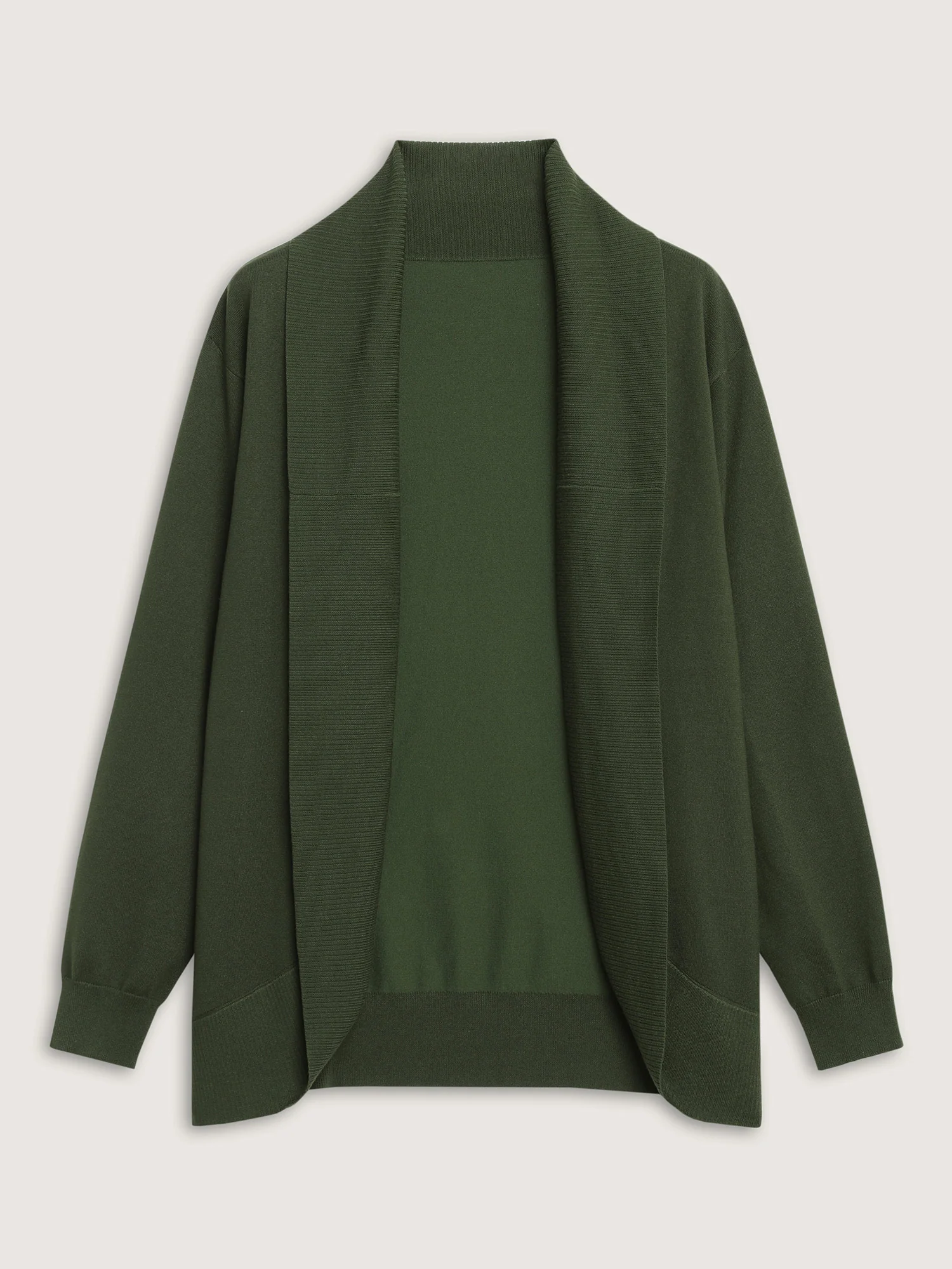 Arc Hem Folded Collar Drop Shoulder Cardigan - Image 6