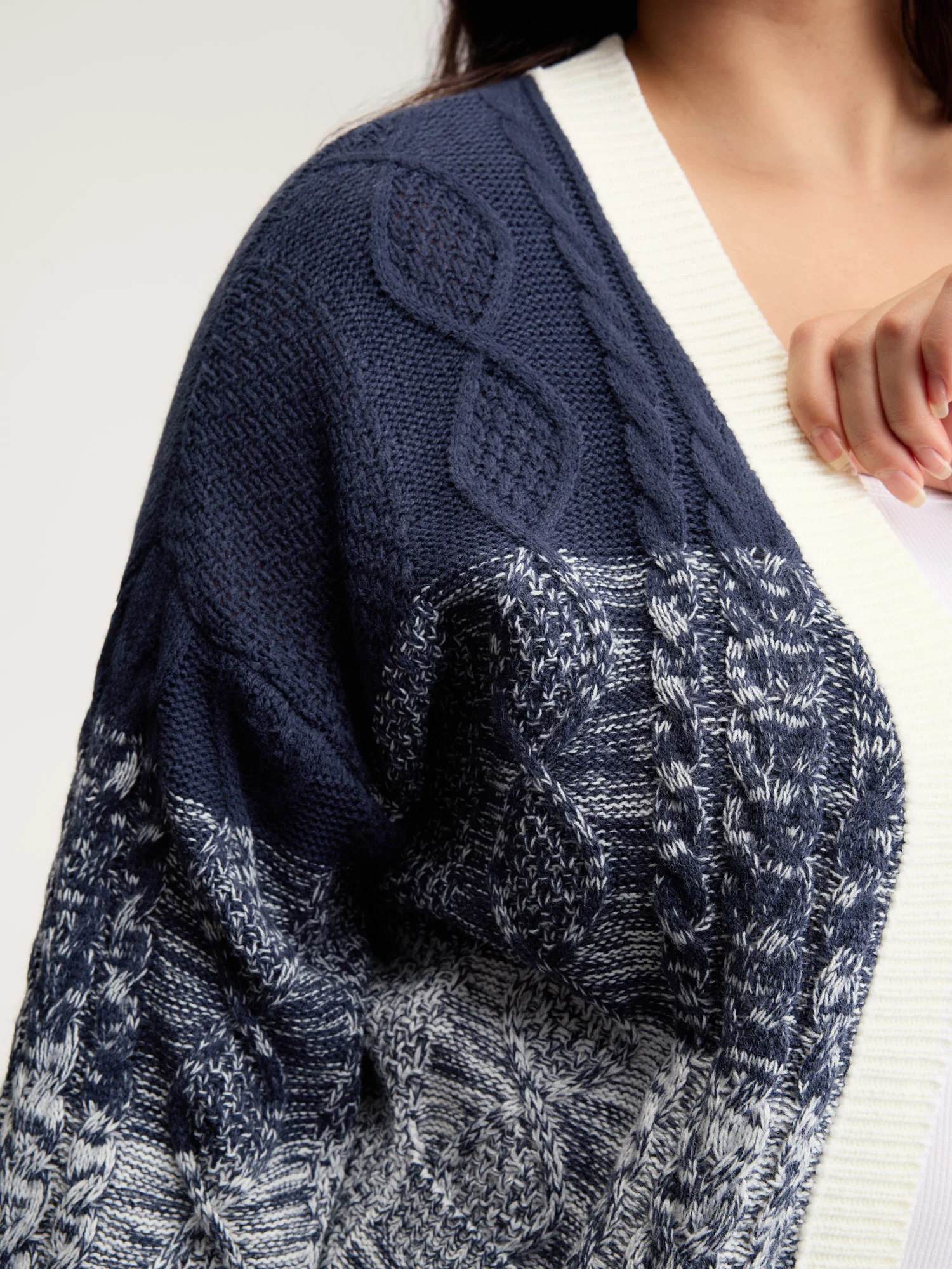Arc-Hem Ombre Gradient Knit Cardigan - Image 2