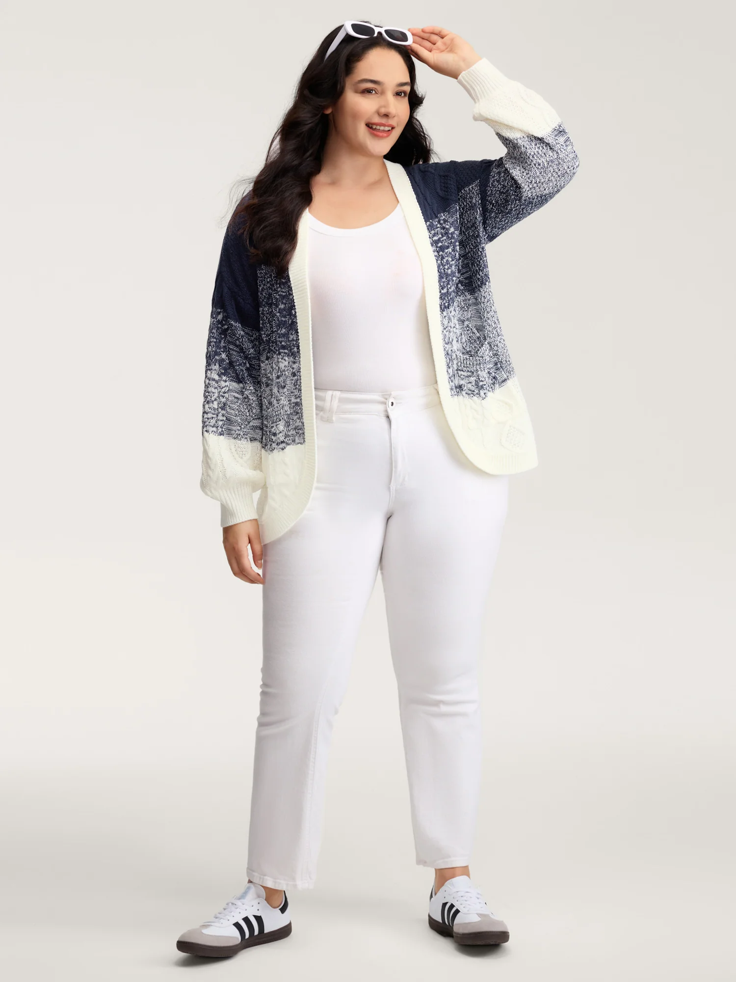 Arc-Hem Ombre Gradient Knit Cardigan - Image 3