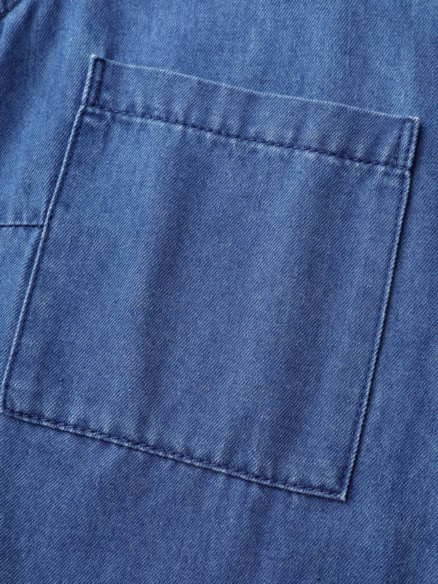 Arc Hem Pockets Denim Top - Image 8