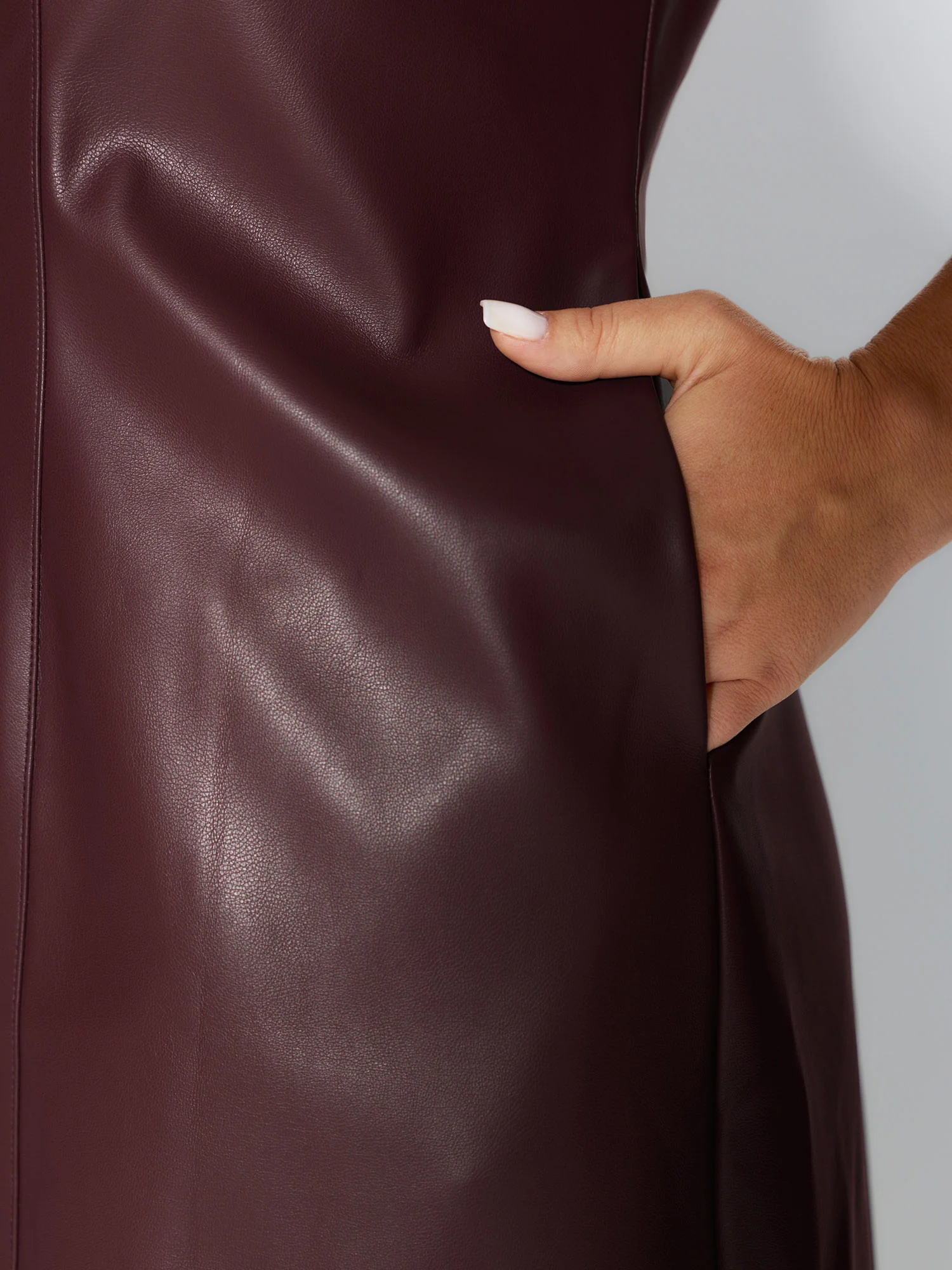 Artificial Leather Metal Detail Neckline Mini Dress - Image 4