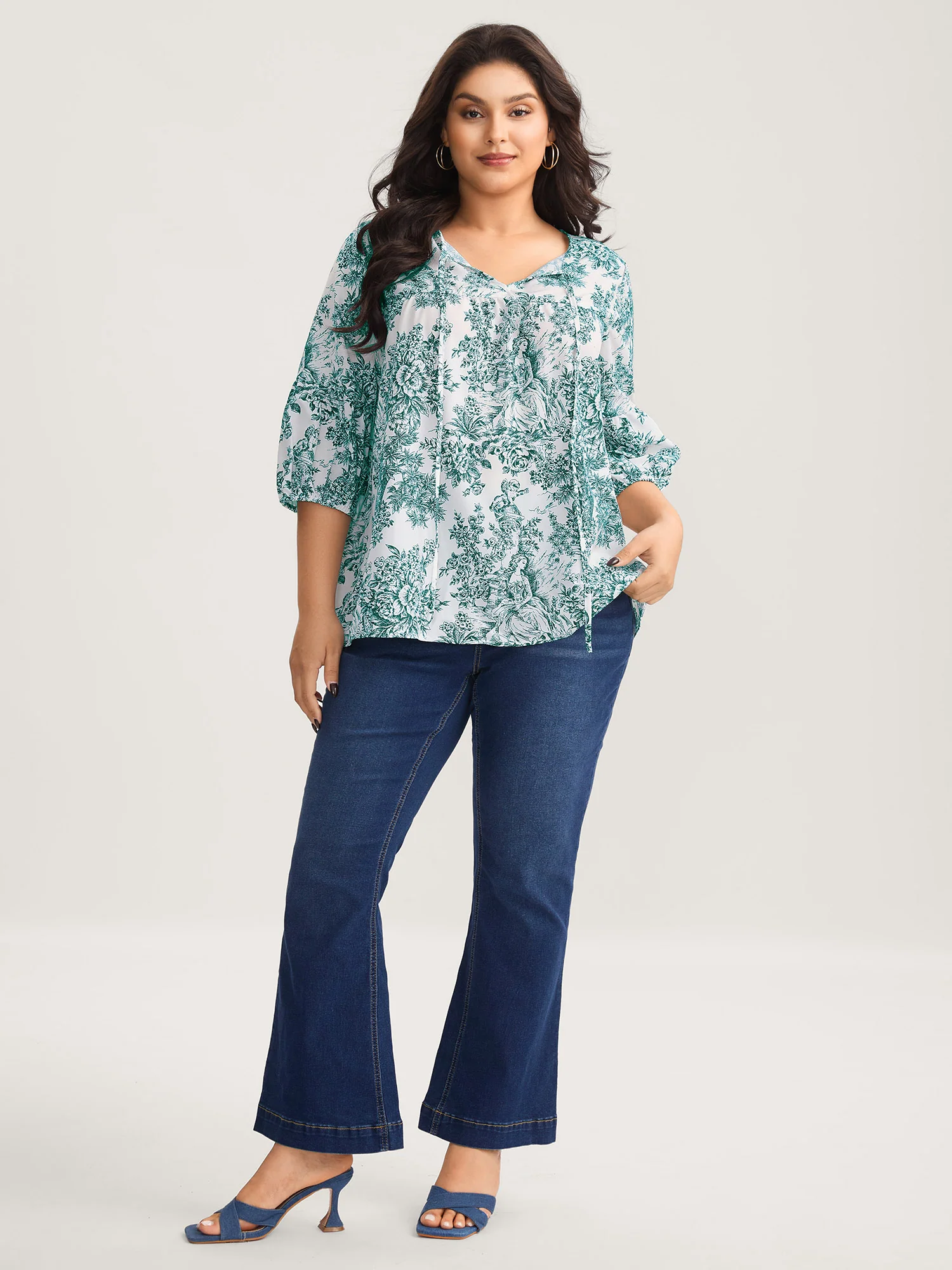 Artistic Print A-Line Blouse - Image 10